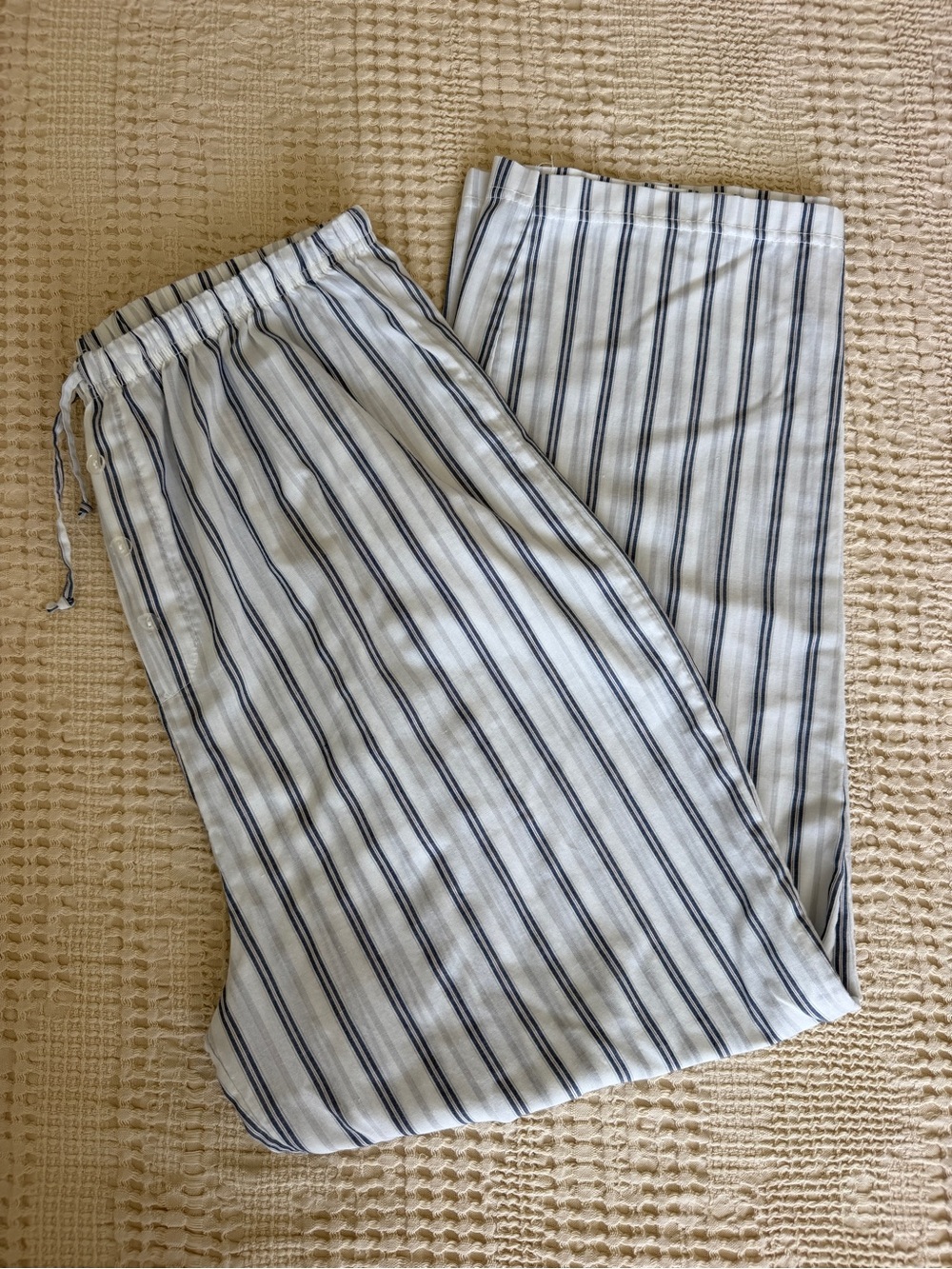 Women’s White and Navy Stripe Pajama Pants Coastal